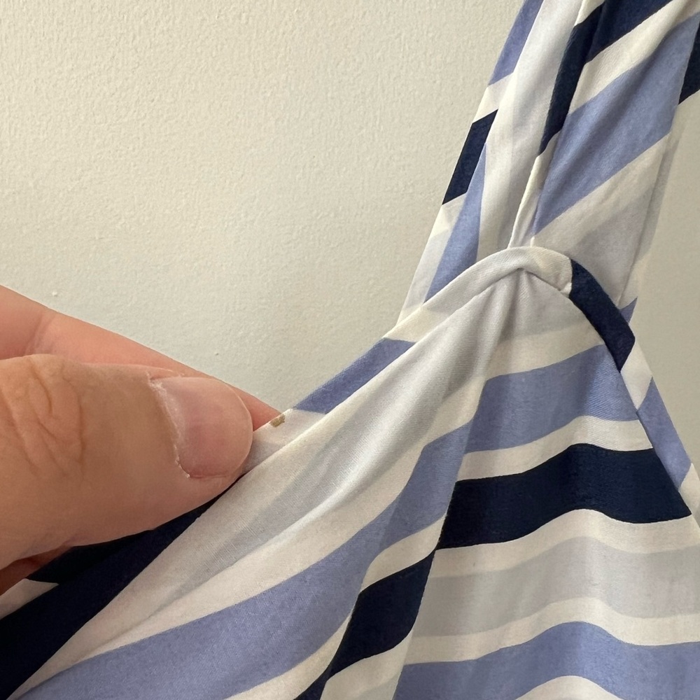 J. Crew Shirting Stripe Tiered Maxi Dress Multi Blue | 100% Cotton | Size 10 - Picture 6 of 6